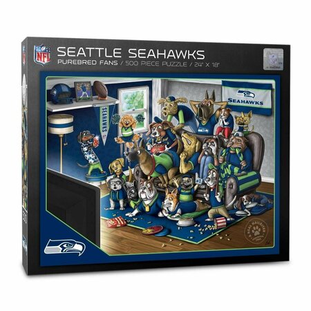 YOUTHEFAN 18 x 24 in. NFL Seattle Seahawks Purebred Fans Puzzle, Multi Color - A Real Nailbiter - 500 Piece 2502199